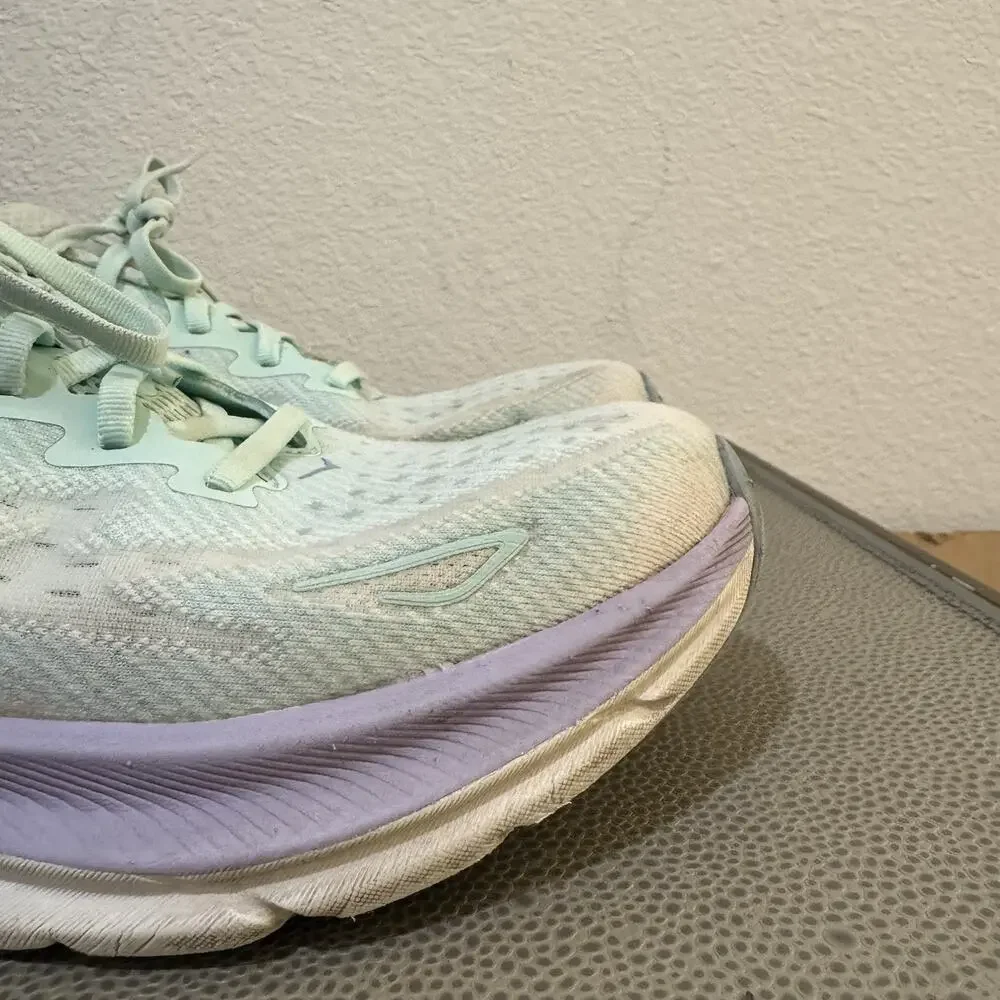 Hoka One One Clifton 9 Womens 9.5 B Blue Purple Running Walking Shoes Sneakers